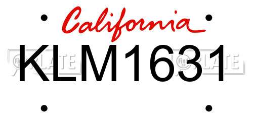 KLM1631 California License Plate