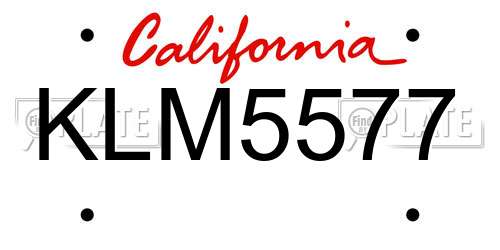 KLM5577 California License Plate