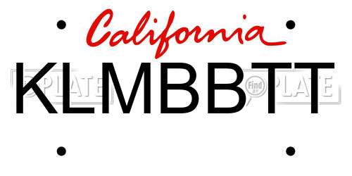 KLMBBTT California License Plate