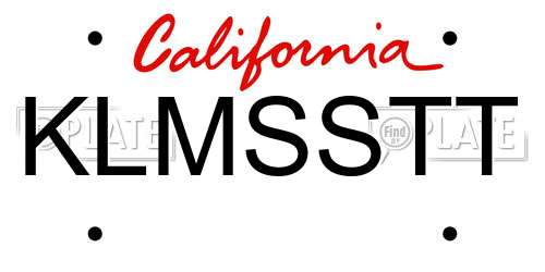 KLMSSTT California License Plate