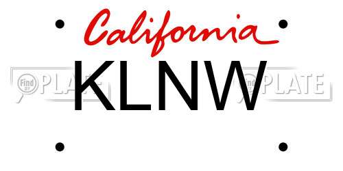 KLNW California License Plate
