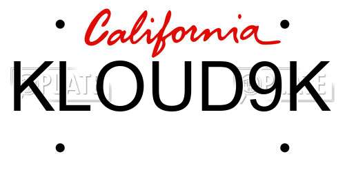 KLOUD9K California License Plate