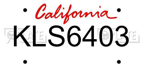 KLS6403 California License Plate