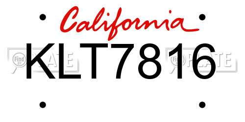KLT7816 California License Plate
