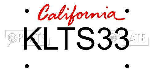 KLTS33 California License Plate