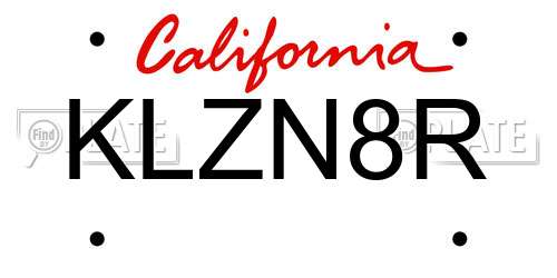 KLZN8R California License Plate