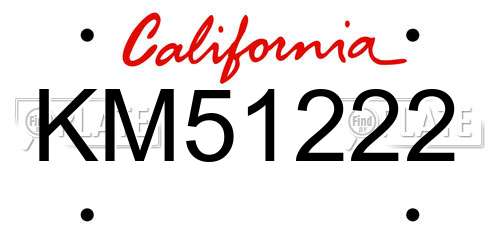 KM51222 California License Plate