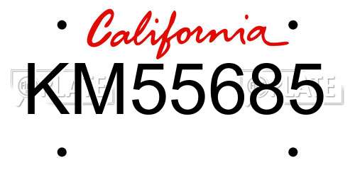 KM55685 California License Plate