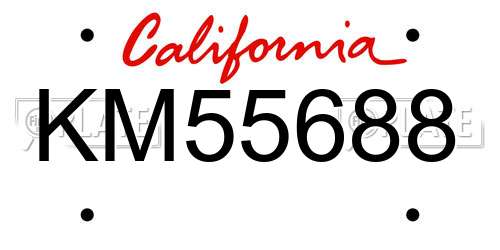KM55688 California License Plate
