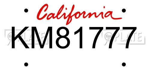 KM81777 California License Plate
