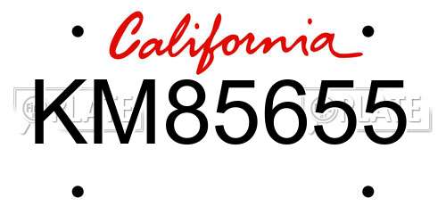 KM85655 California License Plate