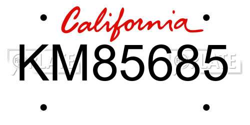 KM85685 California License Plate