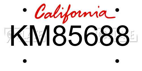 KM85688 California License Plate