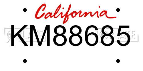 KM88685 California License Plate