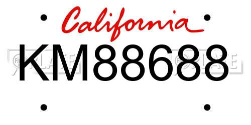 KM88688 California License Plate