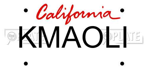 KMAOLI California License Plate