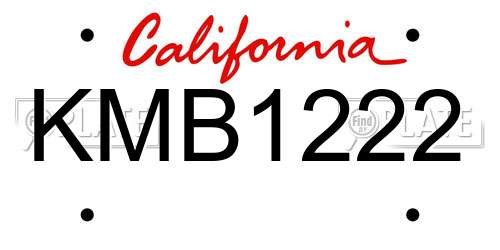 KMB1222 California License Plate
