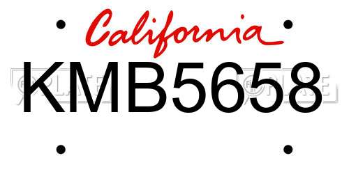 KMB5658 California License Plate