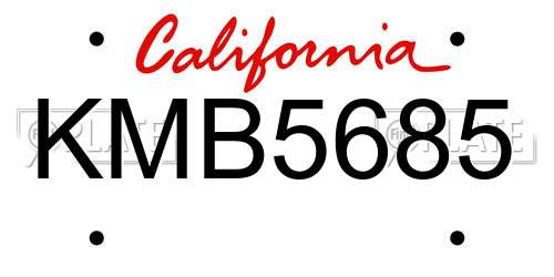 KMB5685 California License Plate