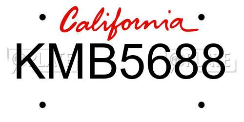KMB5688 California License Plate