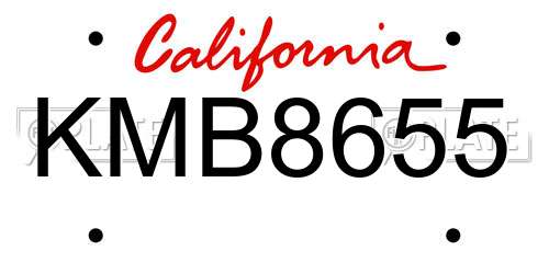 KMB8655 California License Plate