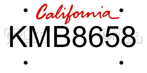 KMB8658 California License Plate