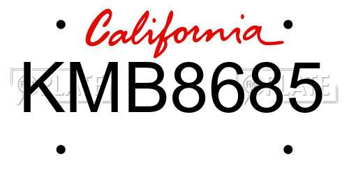 KMB8685 California License Plate