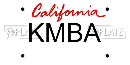 KMBA California License Plate