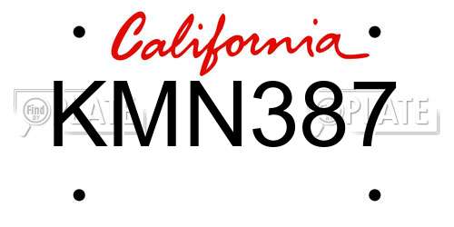 KMN387 California License Plate