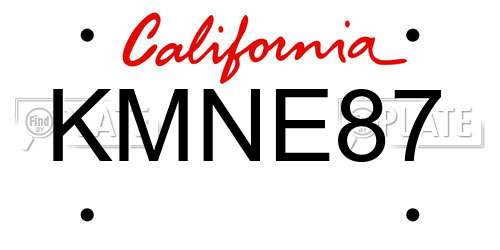 KMNE87 California License Plate