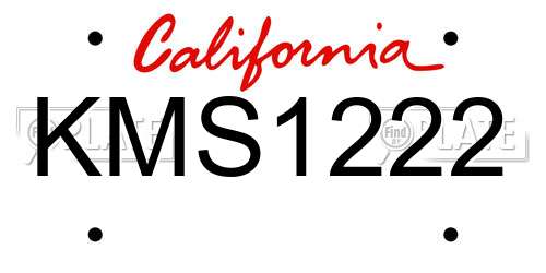 KMS1222 California License Plate