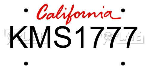 KMS1777 California License Plate