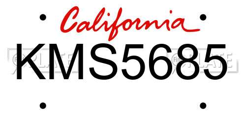 KMS5685 California License Plate