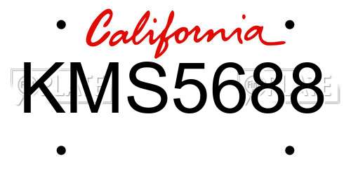 KMS5688 California License Plate
