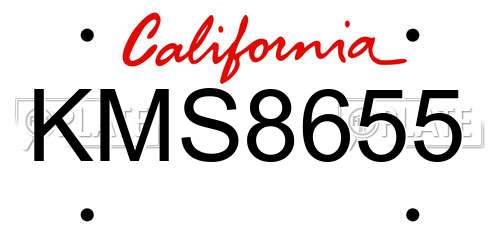KMS8655 California License Plate