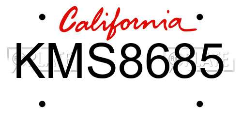 KMS8685 California License Plate