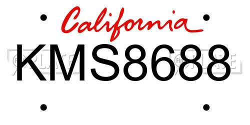 KMS8688 California License Plate