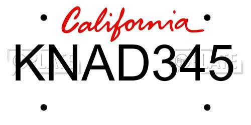 KNAD345 California License Plate