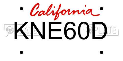 KNE60D California License Plate