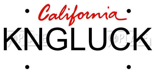 KNGLUCK California License Plate