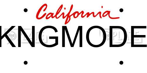 KNGMODE California License Plate