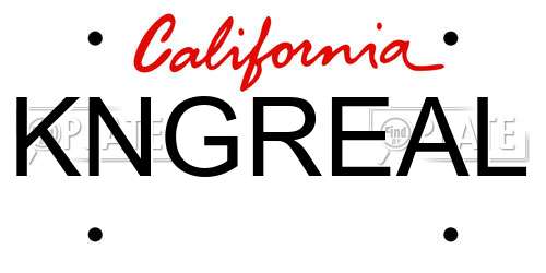 KNGREAL California License Plate