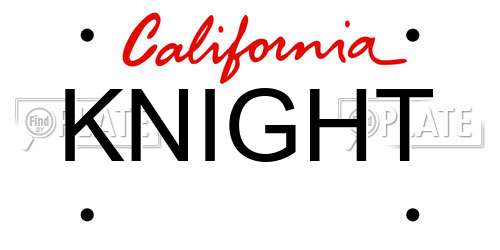KNIGHT California License Plate