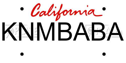 KNMBABA California License Plate