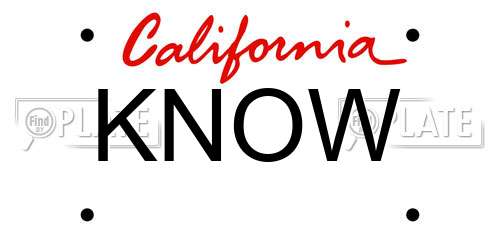 KNOW California License Plate