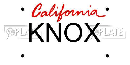 KNOX California License Plate
