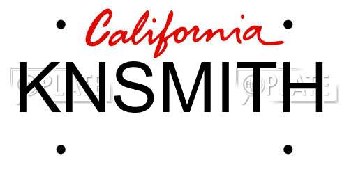 KNSMITH California License Plate