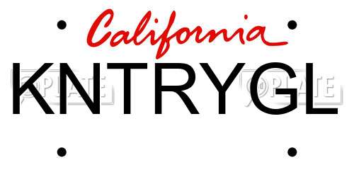KNTRYGL California License Plate