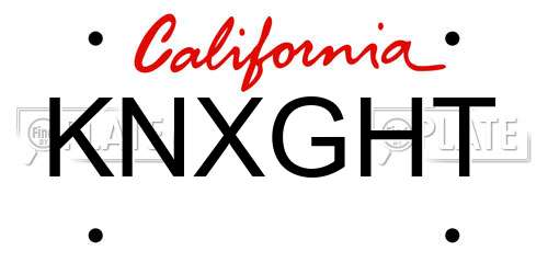 KNXGHT California License Plate