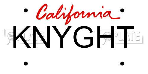 KNYGHT California License Plate